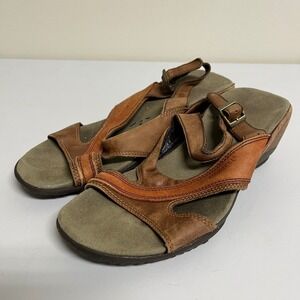 Merrell Primrose Brown Leather Wedge Sandals Womens 6 Vibram Air Cushion